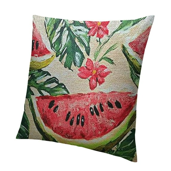 Slices of Watermelon Throw Pillow Exotic Tropical Fruit Leaves Red Home Decorative Bedroom/Living Room/Car