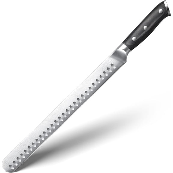 Slicing Carving Knife, 12 inch Brisket Knife for Meat Cutting, BBQ, Turkey Razor Sharp High Carbon Stainless Steel Knives, Full Tang, Ergonomic Handle, Professional Chef's Knives