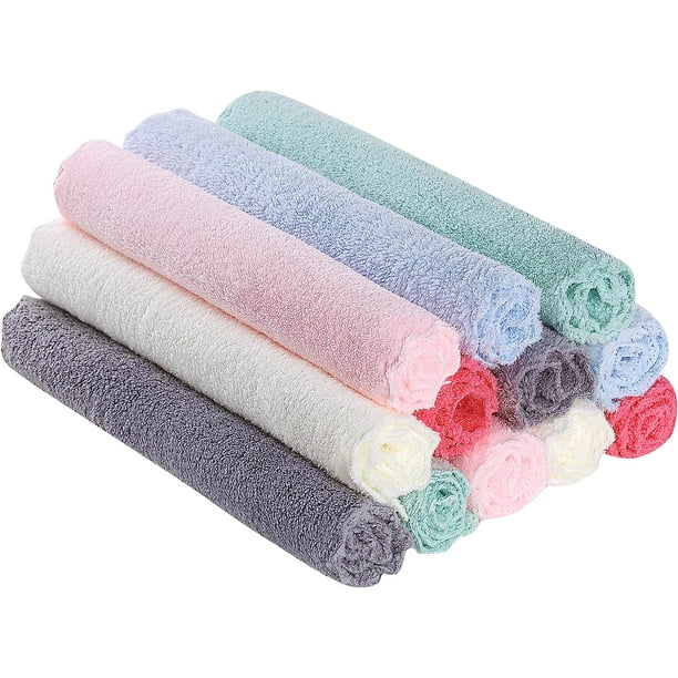 Slick Baby Washcloths, 10"x10", 12 Pack, Colorful Wash Clothes for