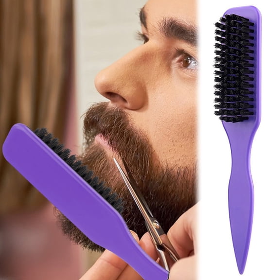 Slick Back Hair Brush for Smoothing Ponytail Soft Boar Styling Edge Control Brush for Sleek Hair Teasing Hair Brush for Men Women - Men'S Beard Brush Purple, Hair Brush, Back to School, Wedding, Ch