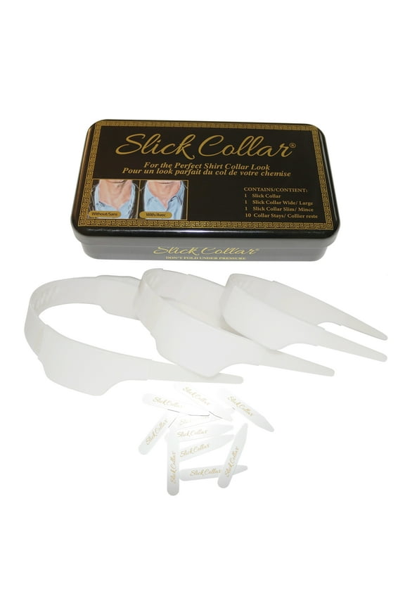 Adjustable Shirt Collar Support Bonus Kit with Collar Stays for Men and Women Shirts in Black EDC Box