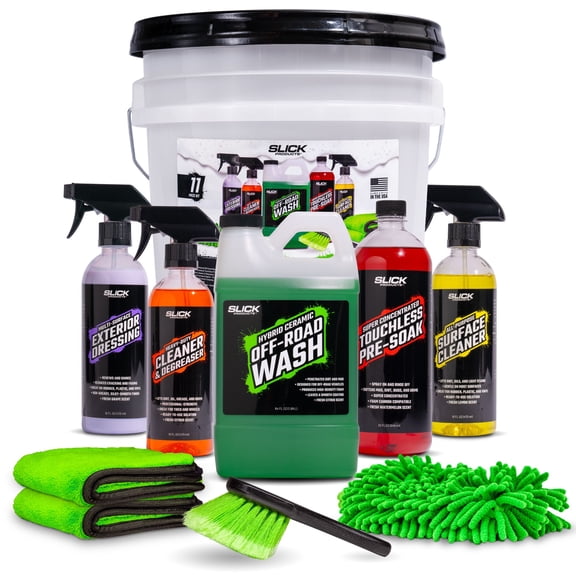 Slick Products 11-Piece Off-Road Car Wash and Detailing Kit, Towel & Scrub Brush
