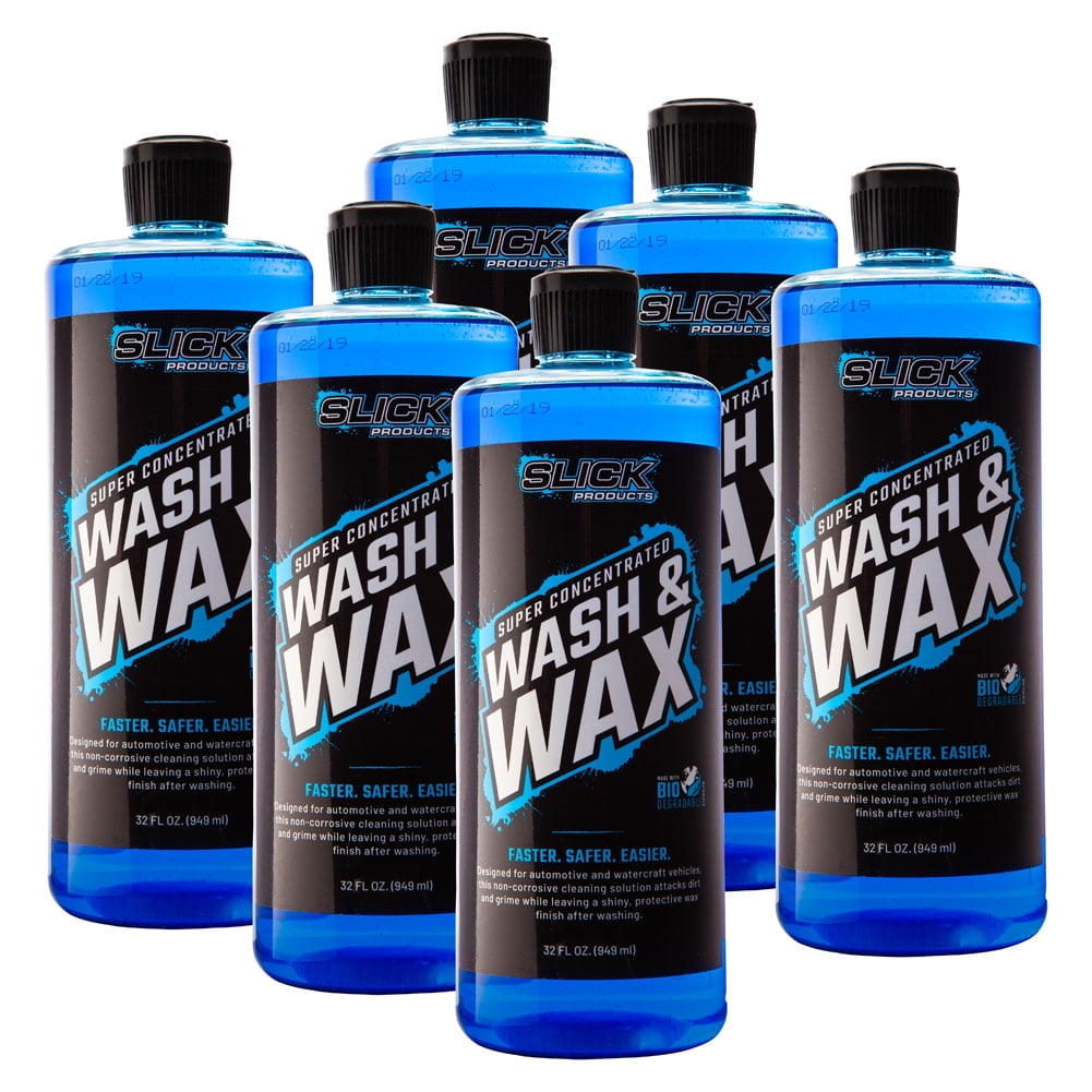  Slick Products Wash & Wax Extra Thick Foaming Cleaning Solution  Motorcycle, Truck, Trailer, Boat, Car Wash Soap - Works With Foam Cannon,  Foam Gun, Sprayers, Buckets, 32 oz., Tropical Scent : Automotive