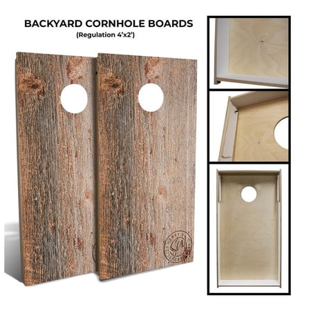 Slick Woody's 48" Backyard Moss Wood Cornhole Board Set in Brown (8 Bags)
