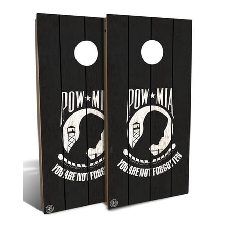 Slick Woody's 48" Backyard POW Cornhole Board Set in Black/White (8 Bags)