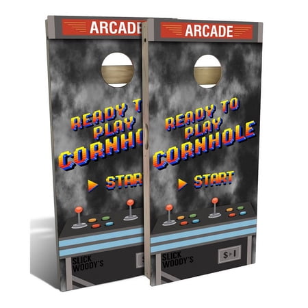 Slick Woody's 48" Regulation 80S Arcade Game Cornhole Board Set in Multi-Color