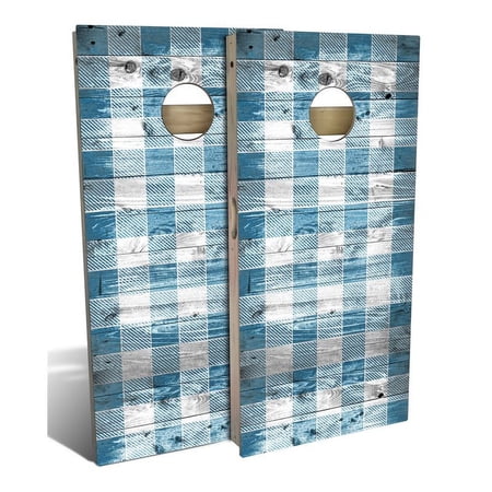 Slick Woody's 48" Regulation Checker Cornhole Board Set with 8 Bags in Blue