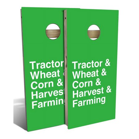 Slick Woody's 48" Regulation Farming Helvetica List Cornhole Board Set in Green