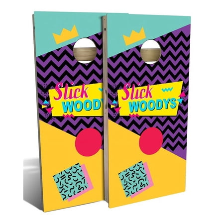 Slick Woody's Backyard 90S SW Collage Cornhole Board Set in Multi-Color