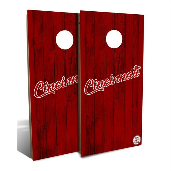 Slick Woody's Backyard Cincinnati Baseball Cornhole Board Set in Red (8 Bags)