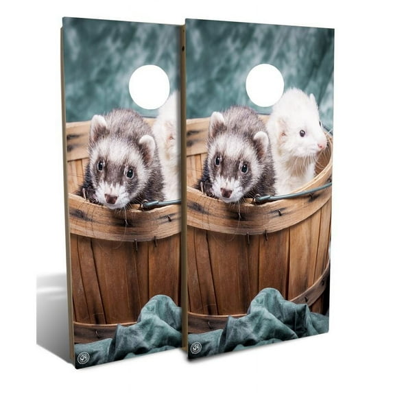 Slick Woody's Backyard Ferret Wood Cornhole Set in Multi-Color (8 Bags)