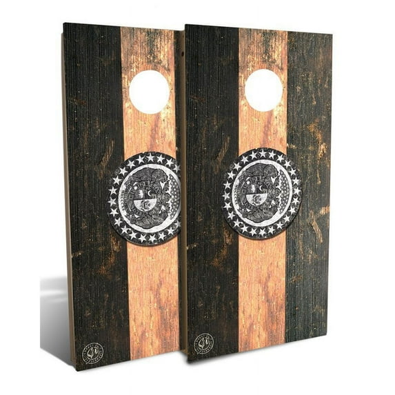Slick Woody's Backyard Missouri State Flag Cornhole Board Set in Multi-Color