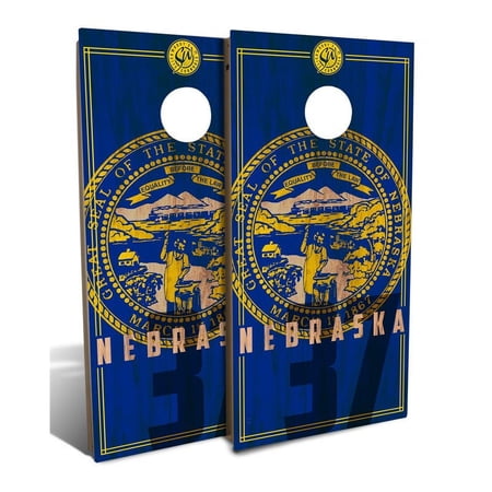 Slick Woody's Backyard Nebraska State Flag Cornhole Board Set in Multi-Color