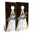 thumbnail image 1 of Slick Woody's Backyard San Diego Triangle Cornhole Board Set in Brown (8 Bags), 1 of 1