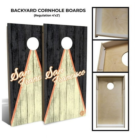 Slick Woody's Backyard San Francisco Triangle Cornhole Board Set in Black