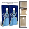 thumbnail image 1 of Slick Woody's Backyard Tampa Bay Triangle Cornhole Board Set in Blue (8 Bags), 1 of 1