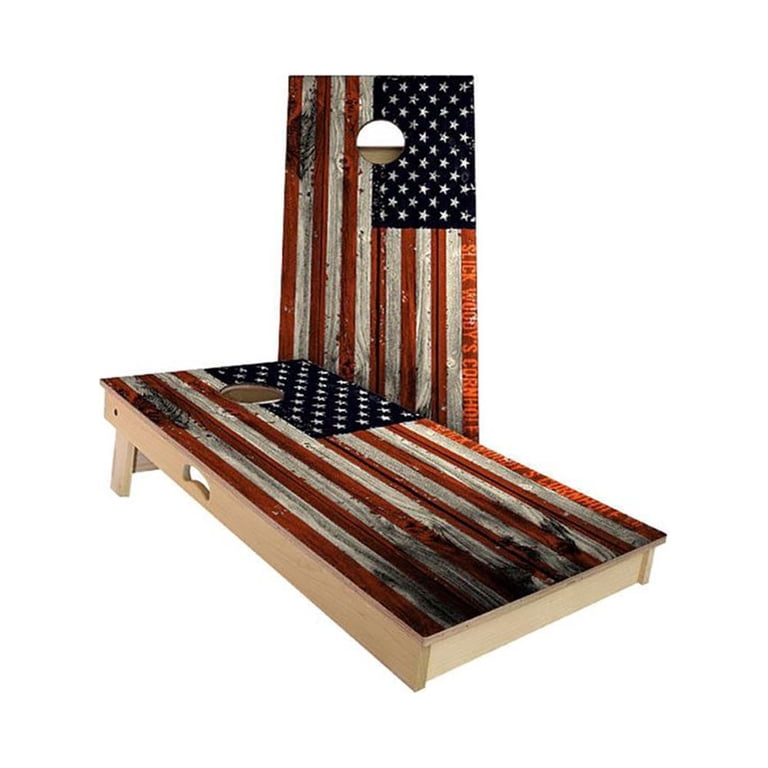 Slick Woody's Regulation Cornhole Boards - 4'x2' Solid Wood With 8 Resin-Filled Bags, Tournament Ready