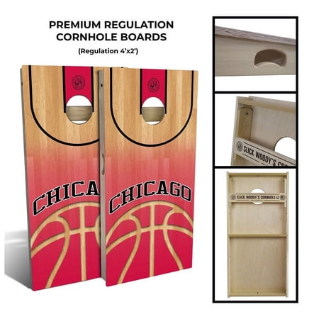 Slick Woody's Regulation Chicago Basketball Cornhole Board Set in Multi-Color