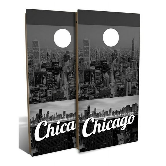 Slick Woody's Backyard Chicago City Cornhole Board Set in Multi-Color (8 Bags)