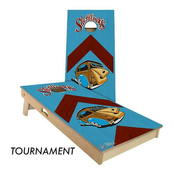 Slick Woody's Regulation Heritage Wagon Script Arrows Cornhole Board Set in Blue
