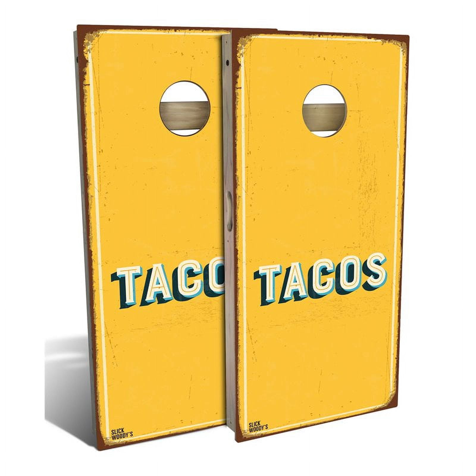 Rustic Taco Sign Slick Woody's Regulation Rustic Tacos Sign Cornhole Board Set in Yellow ...