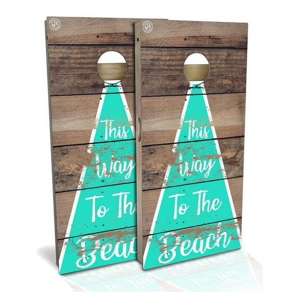 Slick Woody's Regulation This Way To The Beach Cornhole Board Set in Multi-Color