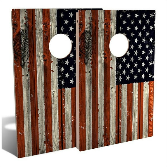 Slick Woody's Tailgate American Flag Cornhole Board Set in Multi-Color