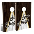 thumbnail image 1 of Slick Woody's Tailgate San Diego Triangle Cornhole Board Set in Brown (8 Bags), 1 of 1
