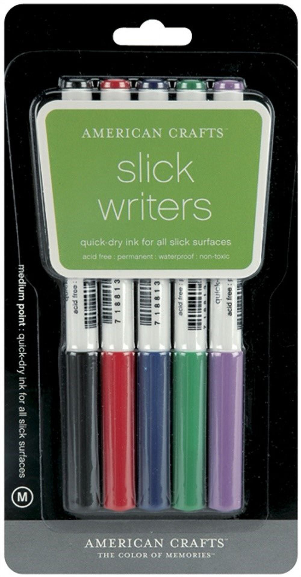 Slick Writer Markers 5/PkgMedium PointBlack/Blue/Red/Green/Purple, Pk