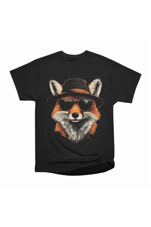 SlickTail Retro Hipster Fox T-Shirt Tee Gift For Him Merch For Her Apparel For Friend