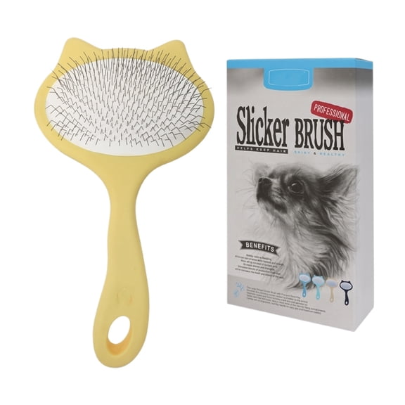 Slicker Brush for Dogs, Cat Needle Comb, Hair Remover, Professional Pet Grooming Tool for Floating Undercoat Shedding, Everyday Coat Cleaner for Animals，Yellow