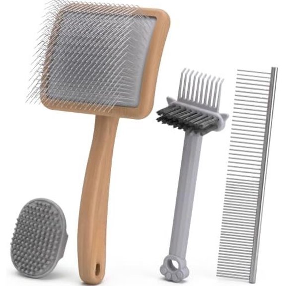 Slicker Brush for Dogs, Professional Brush Kit 4 count | Doodles Brush for Goldendoodles Poodles, Long Pin Haired Brush, Easy to Daily Detangling to Matting