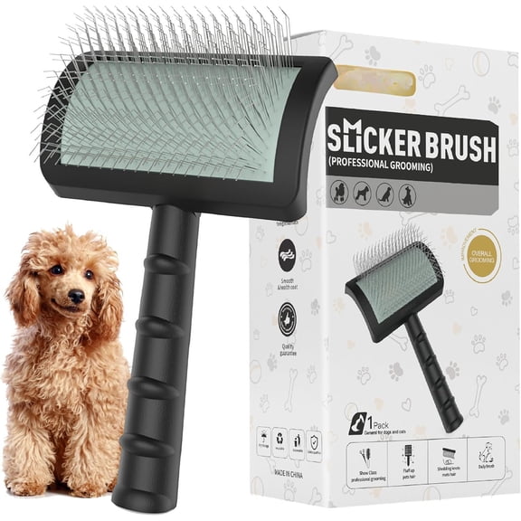 Slicker Brush for Poodles,Doodles,Goldendoodles Fluffy Shedding Tangles Mats Knots Easy and Quick Slicker Brush for Long Thick Curly Coat Labradoodles Dematting.25mm(1'')