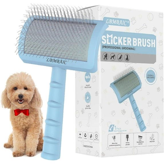 Slicker Brush for Poodles and Goldendoodles - Curved Brush for Thick ... - Poodle Mix Grooming With A Slicker Brush