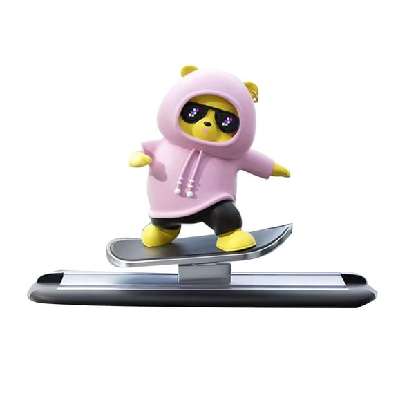 Slidable Skateboard Bear Car Dashboard Ornaments,Funny Mini Skateboard Bear Auto Center Console Ornaments Universal Car Interior Accessories Gifts for Women Men
