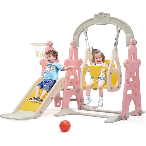 Slide for 1-3 Slide and Swing Set,Indoor Playground for ,Freestanding Outdoor Slides with Basketball Hoop,Outside Climber Playhouses,Climbing Toys Blue