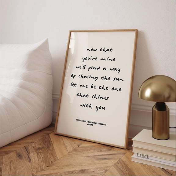 Slide Away Lyrics Print, Definitely Maybe 90S Britpop Music Print Home Decor #682, Unframed Canvas Size 8x12