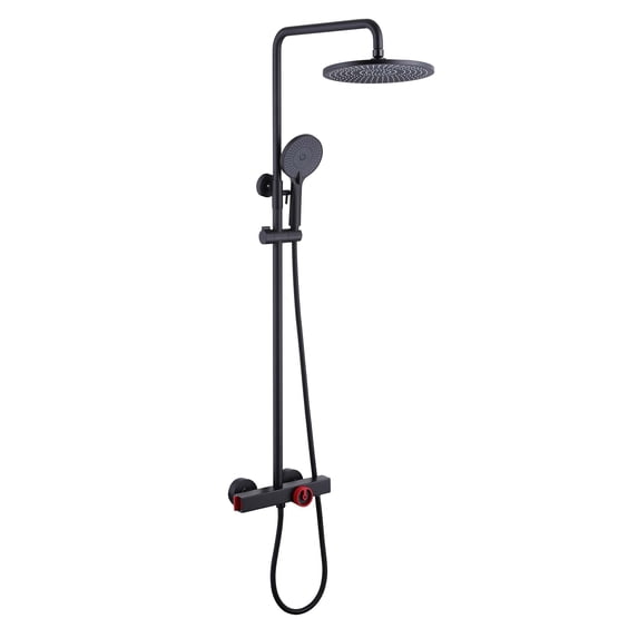Slide Bar Wall Mounted Shower Faucet Set, Exposed Shower Combo Set with Rough-in Valve