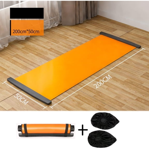 Slide Board (78" L x 20" W) with End Stops, Sliding Booties, Mesh Carrying Bag Included and Exercise Guide for Low-Impact Indoor Home Workouts and Balance Training (Skating, Hockey)