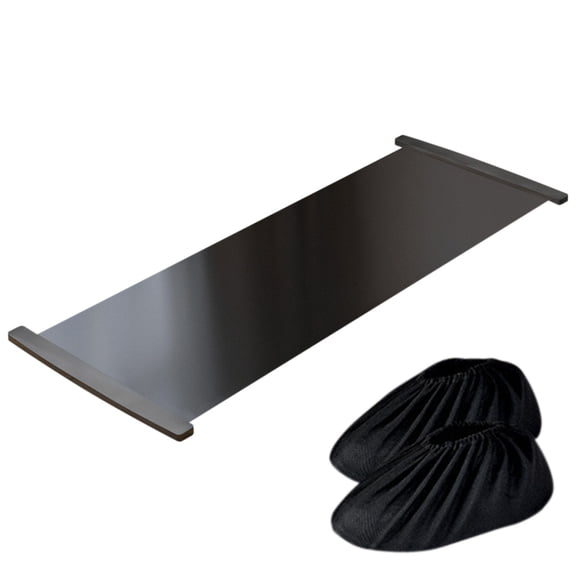 Slide Board Mat for Exercise 1.6m, Ongmies Sliding Mat with Booties for Low-Impact Indoor Home Workouts and Sports Training, Black