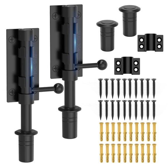 Slide Bolt Gate Latch Hardware 2 Pack Black 6.3 Inch Heavy Duty 304 Stainless Steel for Fence Shed Yard Barn Door