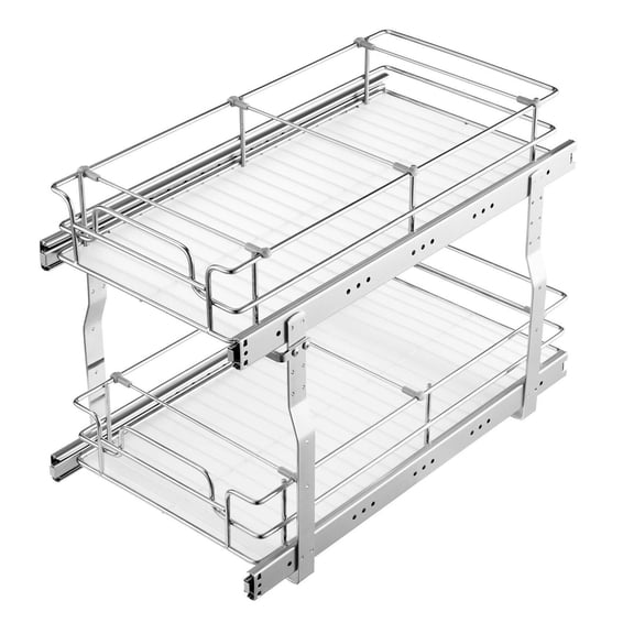Slide Out Cabinet Organizer 12x21x15", Pull Out Pantry Shelves, Steel Roll Out Drawers for Kitchen, Under Sink Storage, Adjustable Dividers, 13.5x22x18" Install