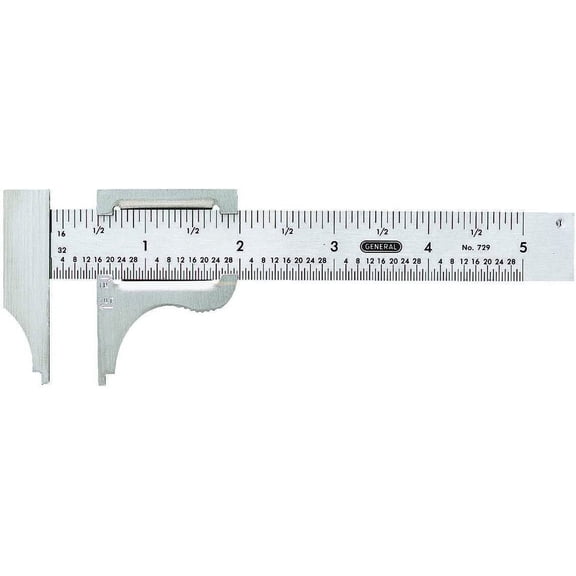 Slide Caliper #729, 16th and 32nd Graduation, 0 to 4-Inch Range, Inside and Outside Measurement