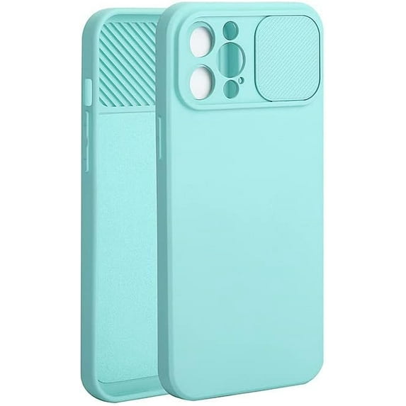 Slide Camera Lens Protective Cover Phone Case Compatible with iPhone Case (Light Blue,iPhone 14)
