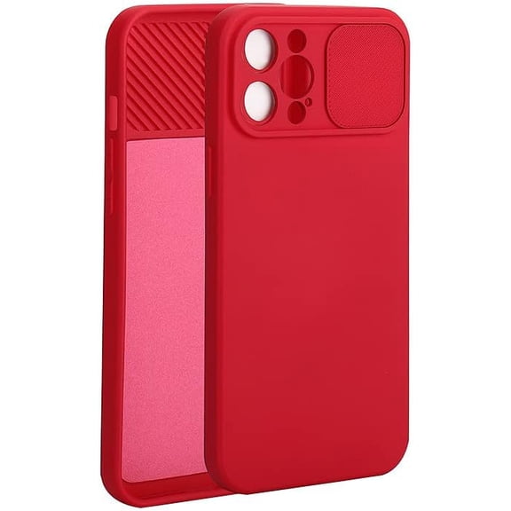 Slide Camera Lens Protective Cover Phone Case Compatible with iPhone Case (Red,iPhone 14 Plus)