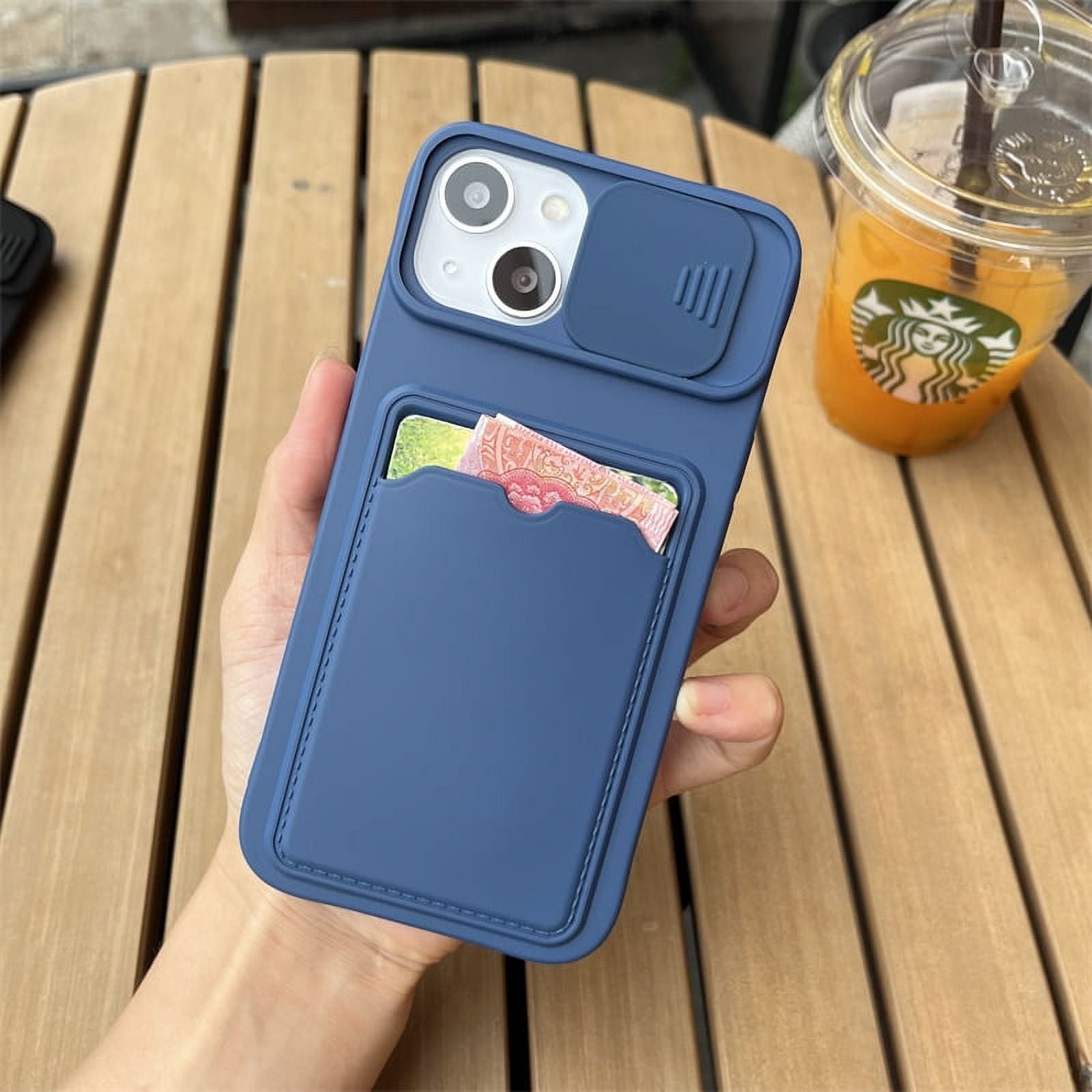 Slide Camera Protection Card Holder Wallet Phone Case For iPhone 15 14