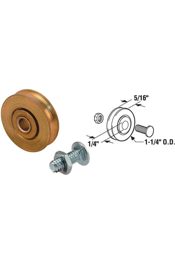 1326 1/4 In. Inside Diam. X 1-1/4 In. Outside Diam. Steel Unfinished Sliding Door Ball Bearing Roller (2 Pack)