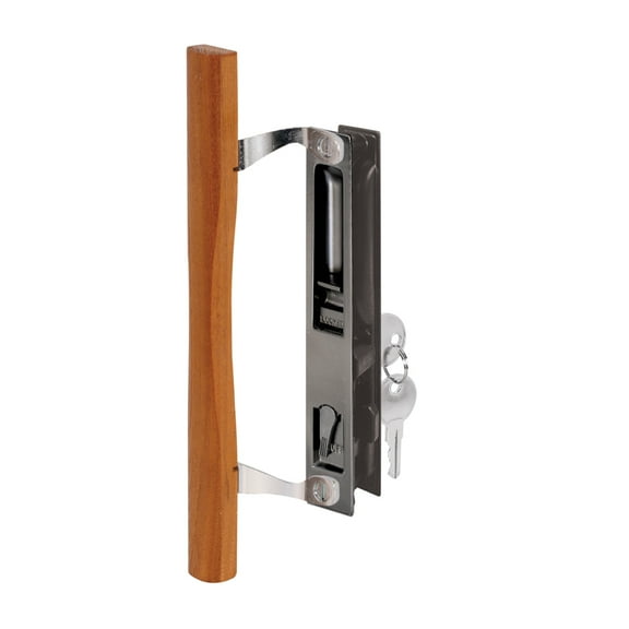 Slide-Co 141638 Diecast, Black, Flush Mounted Internal Keyed Hook Latch with Wood Pull Handle