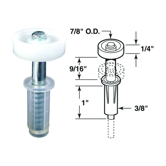 Slide-Co 161515 Bi-Fold Closet Door Top Guide Wheel, 7/8 In., Plastic, Used by Acme, Stanley, Kenna Frame (2 Pack)