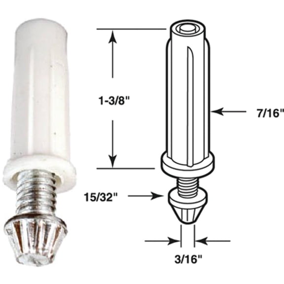 Slide-Co 161934 7/16 In. Bi-Fold Door Bottom Pivot with Adjustable Grooved Steel Tip (2 Pack)